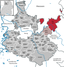 Elhelyezkedése Baden-Württemberg térképén