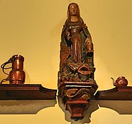 Statue de Sainte Marthe et la Tarasque, dans les cuisines de l'Hôtel-Dieu de Beaune (XVe siècle).