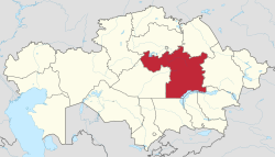 Karagandı'nın Kazakistan'daki konumu