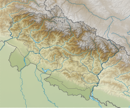 Map showing the location of Kedarnath