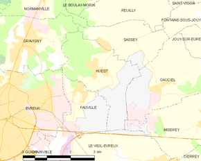 Poziția localității Huest