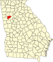 Harta statului Georgia indicând comitatul Douglas