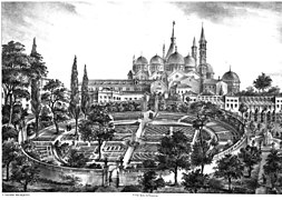 Jardín botánico de Padua (1545), con la basílica de San Antonio al fondo.