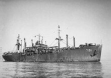 USS Pondera (APA-191) in San Francisco Bay, California (USA), circa in late 1945 (NH 98742).jpg