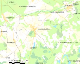 Mapa obce Cour-Cheverny