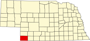 Map of Nebraska highlighting Dundy County