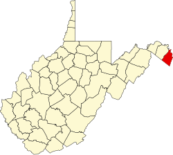 Karte von Jefferson County innerhalb von West Virginia