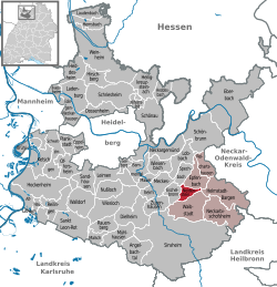 Elhelyezkedése Baden-Württemberg térképén