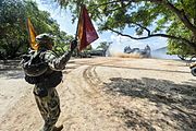 United States Marine Corps landing craft air cushion onto the Naval and Maritime Academy beach during a theatre security cooperation exchange with the Sri Lanka Navy.