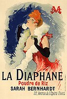「ラ・ディアファーヌ」のポスターに描かれたサラ・ベルナール。ジュール・シェレ作、1898年。