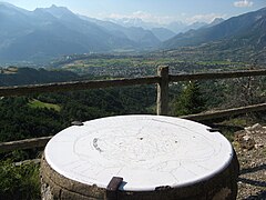 Table d'orientation de Peyre-Haute placée en 1923 par le TCF, Guillestre, Hautes-Alpes, France.