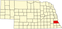 Locatie van Otoe County in Nebraska