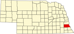 map of Nebraska highlighting Otoe County