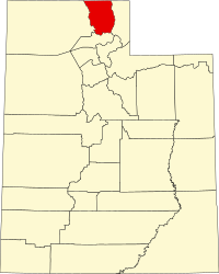 キャッシュ郡の位置を示したユタ州の地図