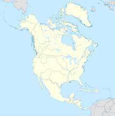 Mapa konturowa Ameryki Północnej, u góry po lewej znajduje się punkt z opisem „Anchorage, AK”