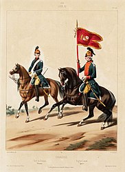 1772 Louis XV Dragons: Régiment de Damas, capitaine Régiment de Lanan, guidone