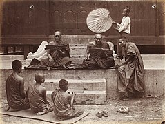 Burmese monks and novices, 1907