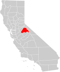 Locatie van Tuolumne County in Californië