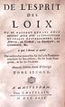 Portada de De l'esprit des loix, de Montesquieu.