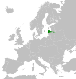 Map of the Duchy of Courland and Semigallia in Europe in 1918