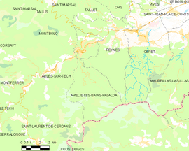 Mapa obce Amélie-les-Bains-Palalda