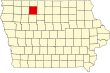 Harta statului Iowa indicând comitatul Palo Alto