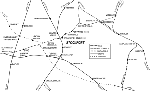 Cheadle railway station (London and North Western Railway) is located in Stockport railways