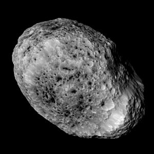 Hyperion taken by Cassini's camera at a distance of 37,000 km (23,000 mi) away on 31 May, 2015.