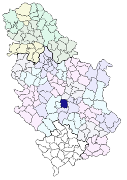Locatie van de gemeente Trstenik in Servië