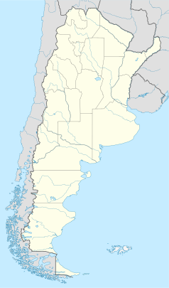 Mapa konturowa Argentyny, po prawej nieco u góry znajduje się punkt z opisem „La Plata”