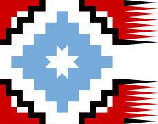 Antigua bandera mapuche, según obra de 1946 de fray Pedro Subercaseaux.