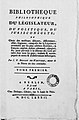 Bibliothèque philosophique du Législateur, du Politique, du Jurisconsulte, 1782