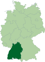 გერმანიის რუკა, ბადენ-ვიურტემბერგი აღნიშნუ��ია