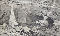Lieutenant Hernán Merino Correa lies mortally wounded in the woods.