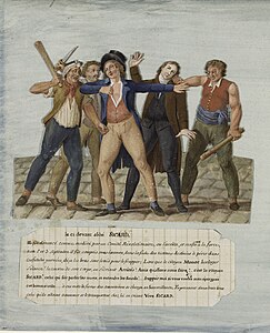 L'abbé Sicard est épargné lors des massacres. Gouache de Jean-Baptiste Lesueur, vers 1793-1794, musée Carnavalet.