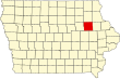 Harta statului Iowa indicând comitatul Buchanan