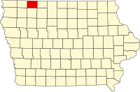 Округ Дікінсон на мапі штату Айова highlighting