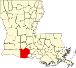 State map highlighting Vermilion Parish