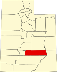 ウェイン郡の位置を示したユタ州の地図