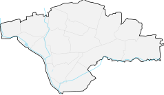 Mapa konturowa Sosnowca, po prawej znajduje się owalna plamka nieco zaostrzona i wystająca na lewo w swoim dolnym rogu z opisem „Balaton”