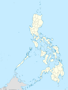 Mapa konturowa Filipin, po prawej nieco na dole znajduje się punkt z opisem „Dinagat”