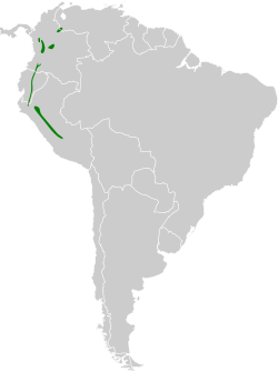 Distribución geográfica de la tangara coroniblanca.