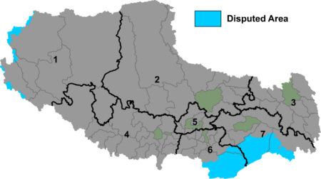 Kort over Autonome Region Tibet