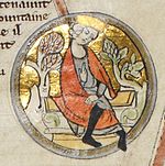 Eadwig dans une généalogie royale du XIIIe siècle (MS Royal 14 B V, British Library).