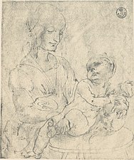 Vierge à l'Enfant caressant un chaton, circa 1480, Florence, Uffizi Gallery, inv.421 E r.