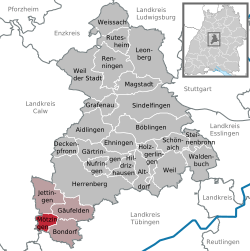 Elhelyezkedése Baden-Württemberg térképén