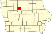 Map of Ajova highlighting Humboldt County