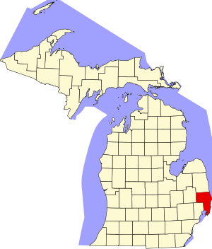 Map of Michigan highlighting St. Clair County