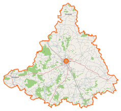 Mapa konturowa powiatu ciechanowskiego, w centrum znajduje się punkt z opisem „Gostków”