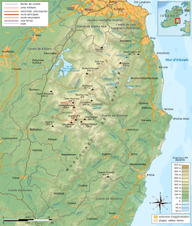 Carte topographique des montagnes de Wicklow.